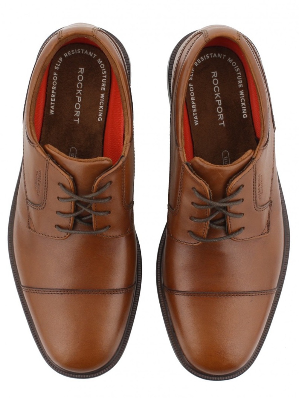 Rockport “Charles Road” Cap-toe British Tan Brown Leather Oxford Shoes
